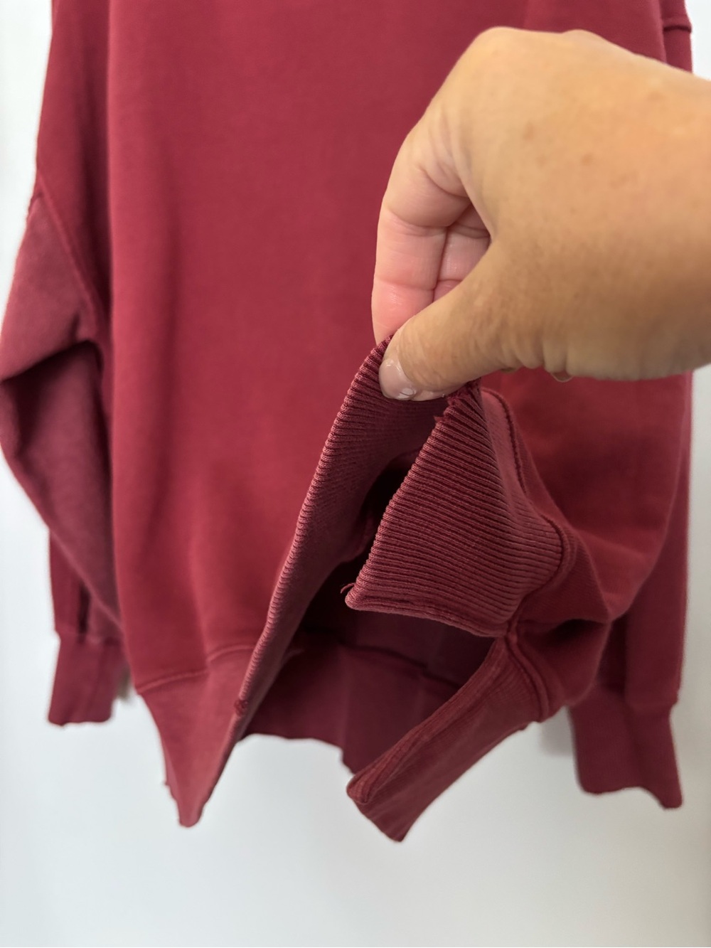 Aerie Oversized Crewneck Sweatshirt Size M Burgundy - Picture 10 of 14